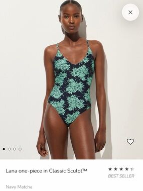J. Crew Navy One-Piece Swimsuit with Matcha Floral.